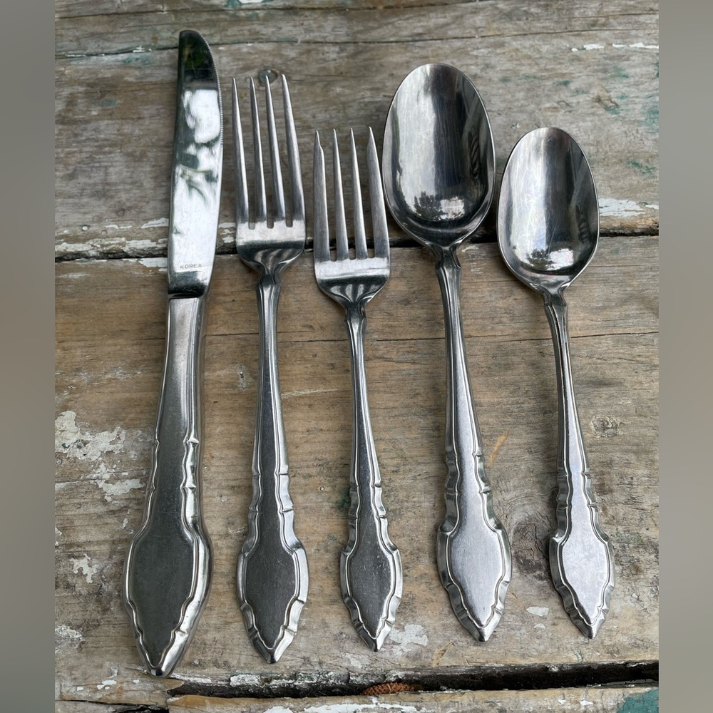 Vintage international stainless Korea 5 piece flatware set 1 place settings